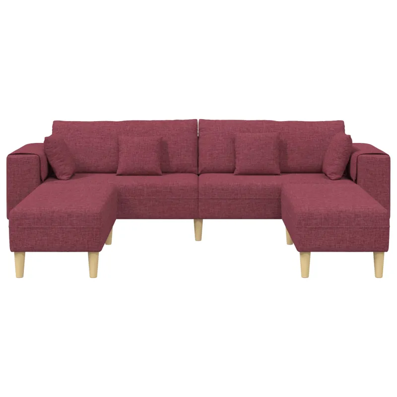 Sofa su pagalve 3 pcs Vyno raudona audinys