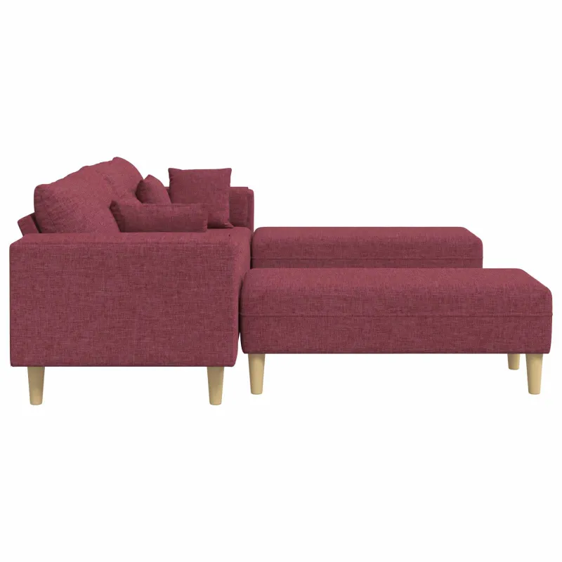 Sofa su pagalve 3 pcs Vyno raudona audinys