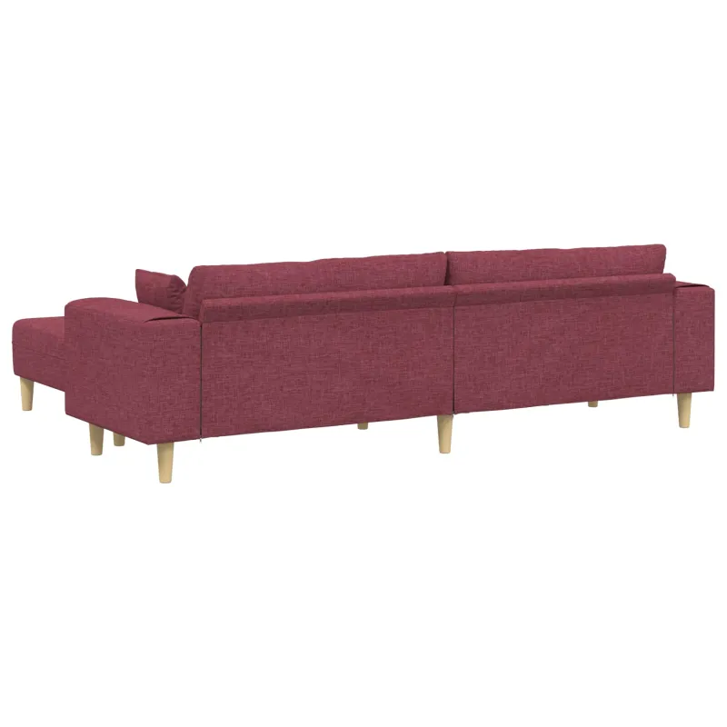Sofa su pagalve 3 pcs Vyno raudona audinys