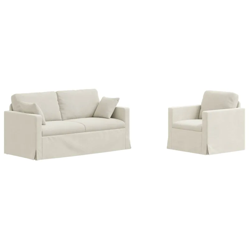 Sofos komplektas 2 pcs Kreminė 158 x 78 x 80 cm Aksomas