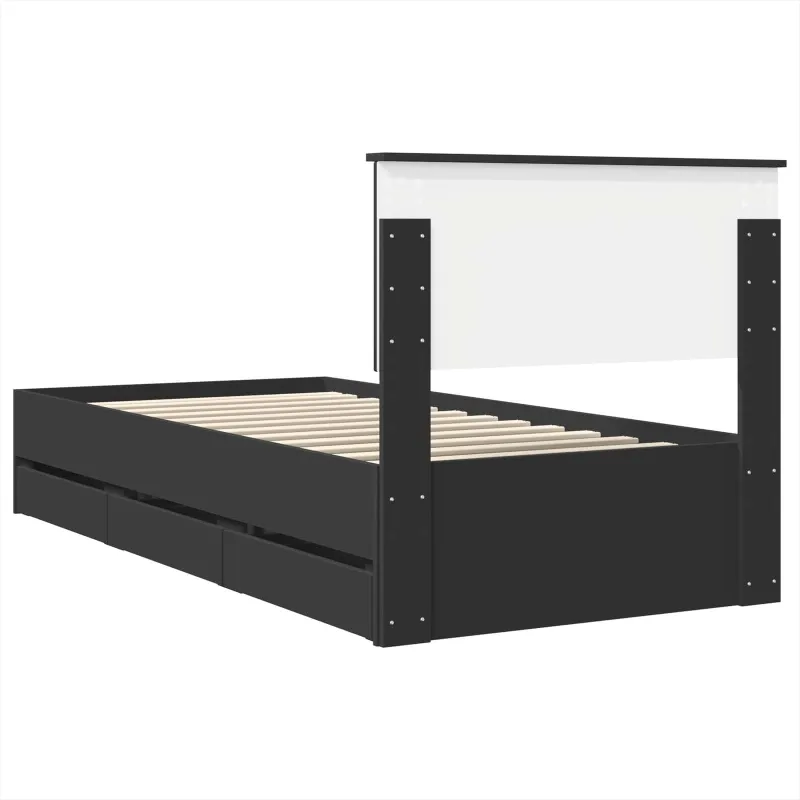 Lovos rėmas su stalčių Juoda 90 x 190 cm Inžinerinė mediena