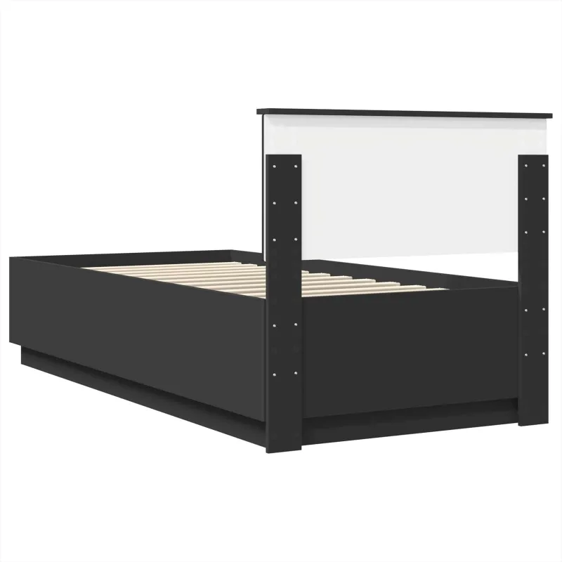 Lovos rėmas su galvūgalio Juoda 90 x 200 cm Apdirbta mediena