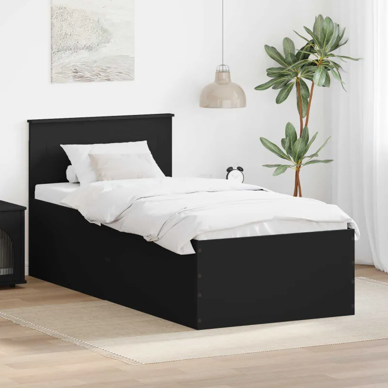 Lovos rėmas su galvūgalio Juoda 90 x 190 cm Apdirbta mediena