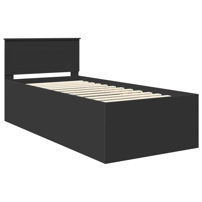 Lovos rėmas su galvūgalio Juoda 90 x 200 cm Apdirbta mediena