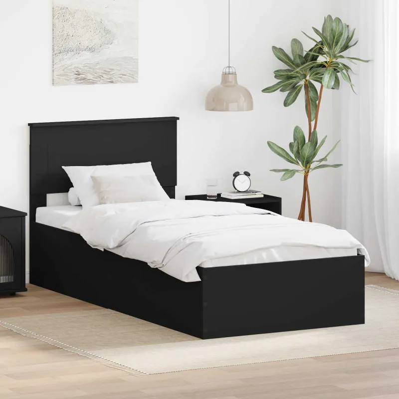 Lovos rėmas su galvūgalio Juoda 90 x 190 cm Apdirbta mediena