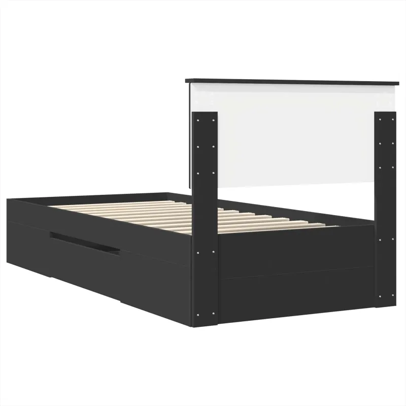 Lovos rėmas su galvūgalio Juoda 90 x 200 cm Apdirbta mediena