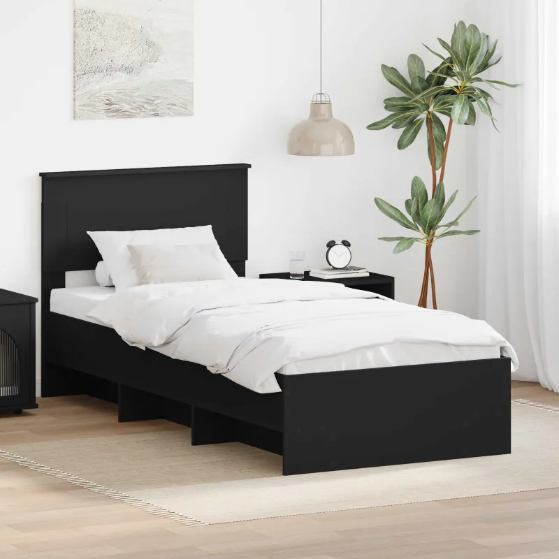 Lovos rėmas su galvūgalio Juoda 90 x 200 cm Apdirbta mediena