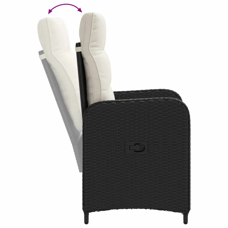 Lauko valgomojo komplektas 7 pcs Juoda ir kreminė balta