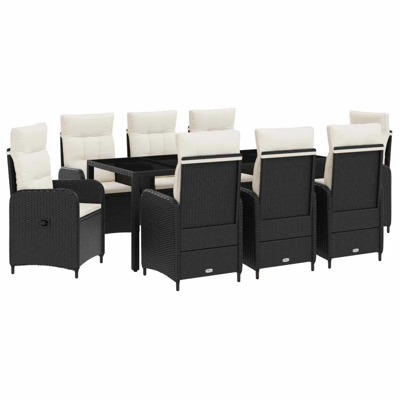 Lauko valgomojo komplektas 9 pcs Juoda ir kreminė balta