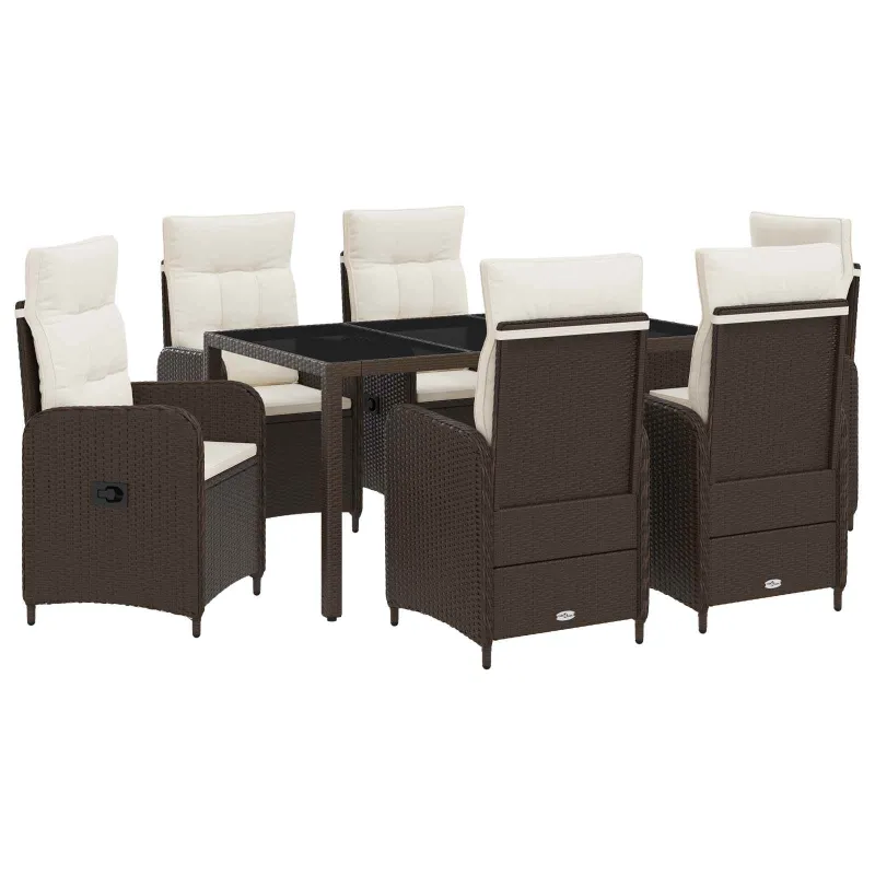 Lauko valgomojo komplektas 7 pcs Ruda ir Kremavimo Balta