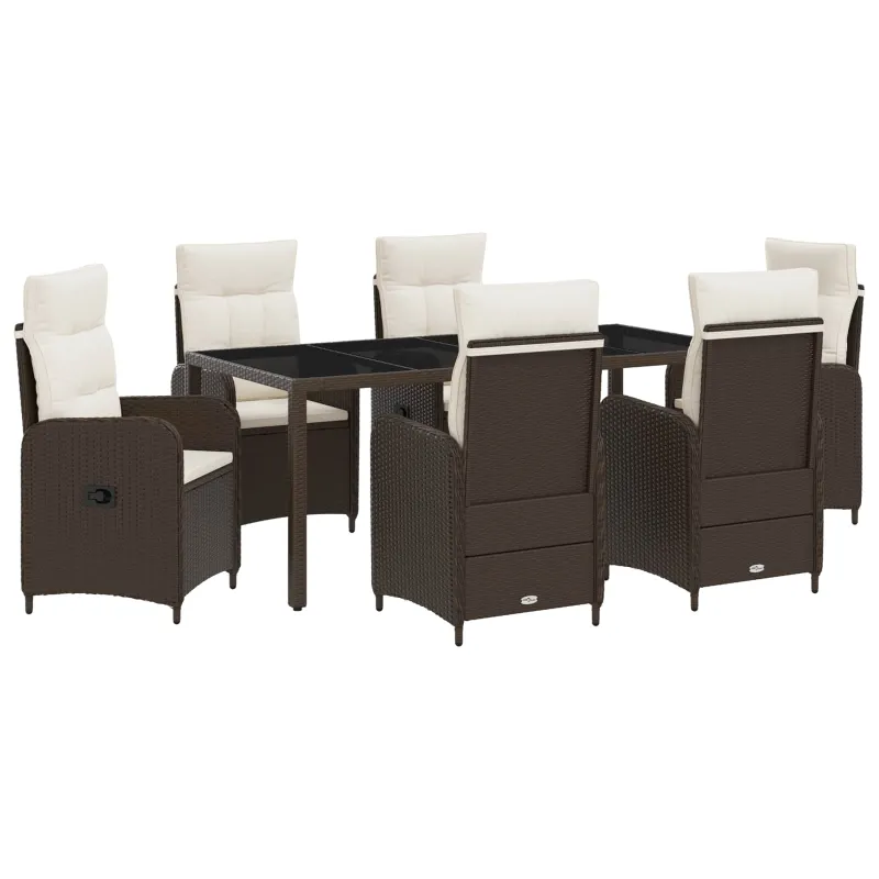 Lauko valgomojo komplektas 7 pcs Ruda ir Kremavimo Balta