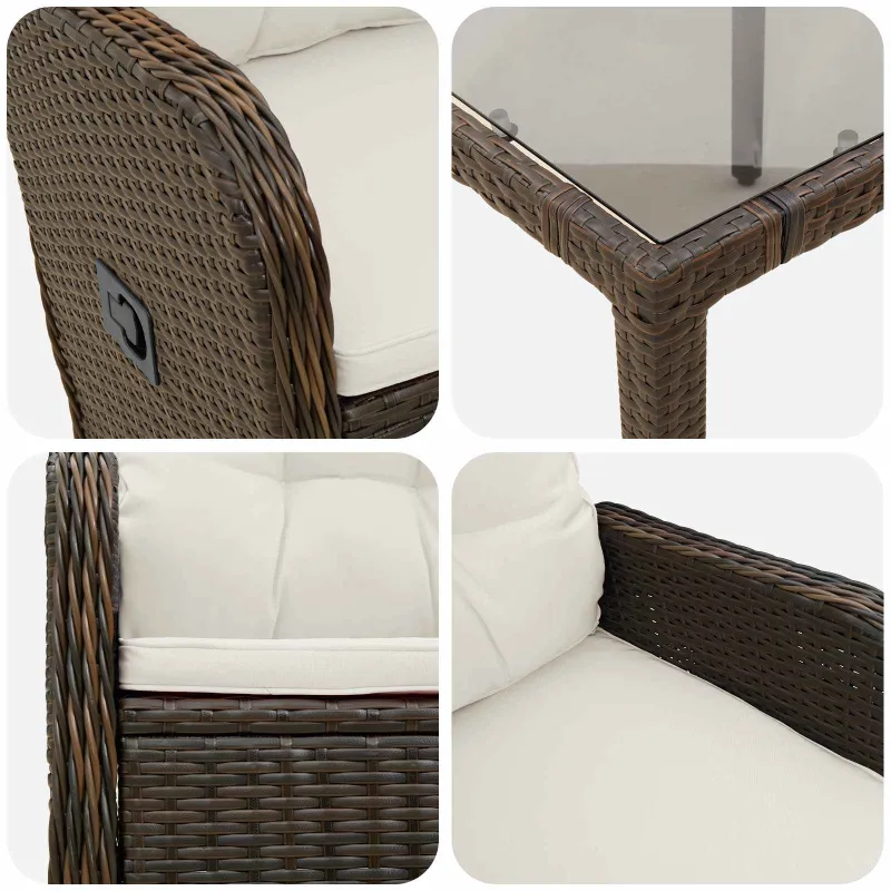 Lauko valgomojo komplektas 7 pcs Ruda ir Kremavimo Balta