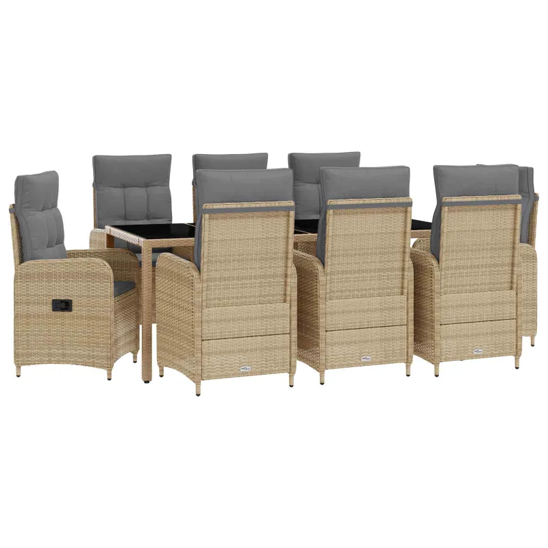 Lauko valgomojo komplektas 9 pcs Bežinė ir šviesiai pilka