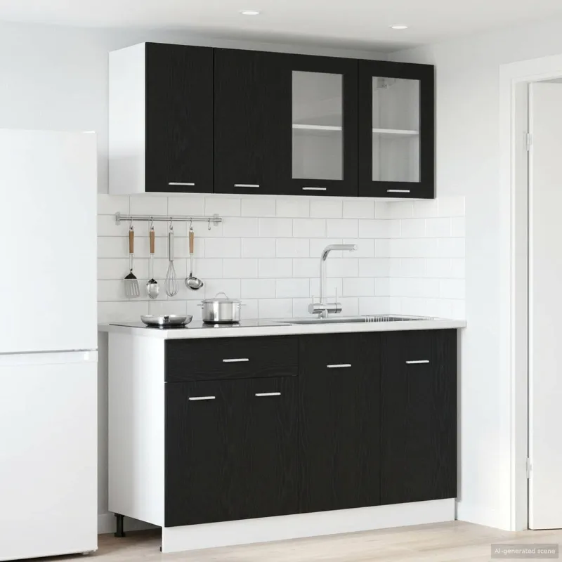 Virtuvės vienetas Lyon 4 pcs Juodojo ąžuolo Apdirbta mediena