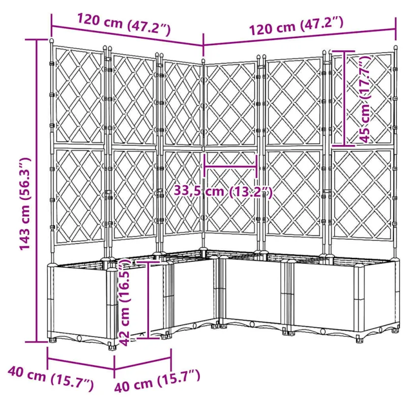 Sodo vazonas 5 pcs Juodas 120 x 120 x 143 cm Plastmasė