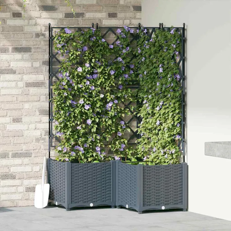 Sodo vazonas 3 pcs Šviesiai Pilka 80 x 80 x 143 cm Plastmasė