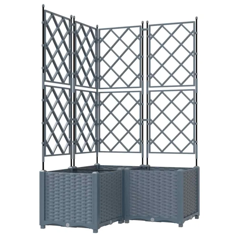 Sodo vazonas 3 pcs Šviesiai Pilka 80 x 80 x 143 cm Plastmasė