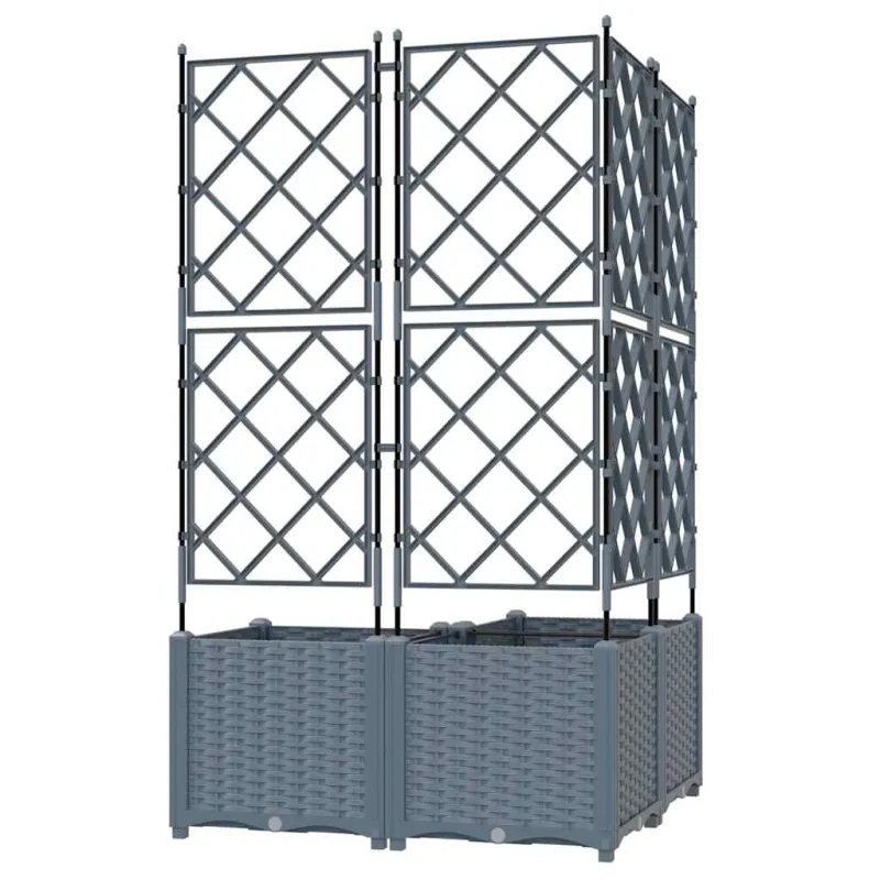 Sodo vazonas 3 pcs Šviesiai Pilka 80 x 80 x 143 cm Plastmasė