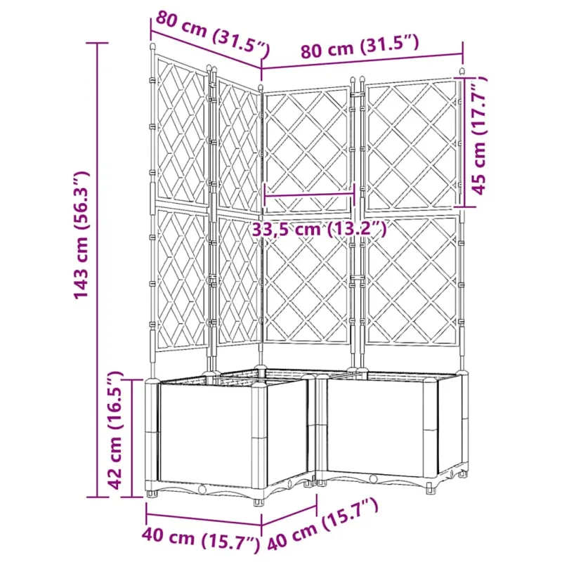 Sodo vazonas 3 pcs Šviesiai Pilka 80 x 80 x 143 cm Plastmasė