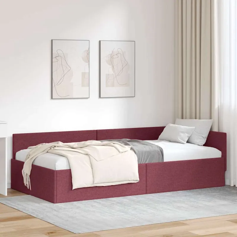 Kampinė lovos konstrukcija Vyno raudona 100 cm x 200 cm audinys