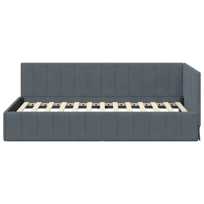 Kampinė lovos konstrukcija Tamsiai pilka 90 cm x 200 cm Aksomas