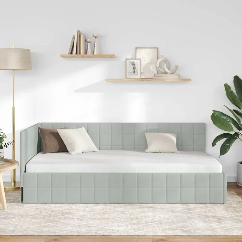 Kampinė lovos konstrukcija Šviesiai pilka 100 cm x 200 cm