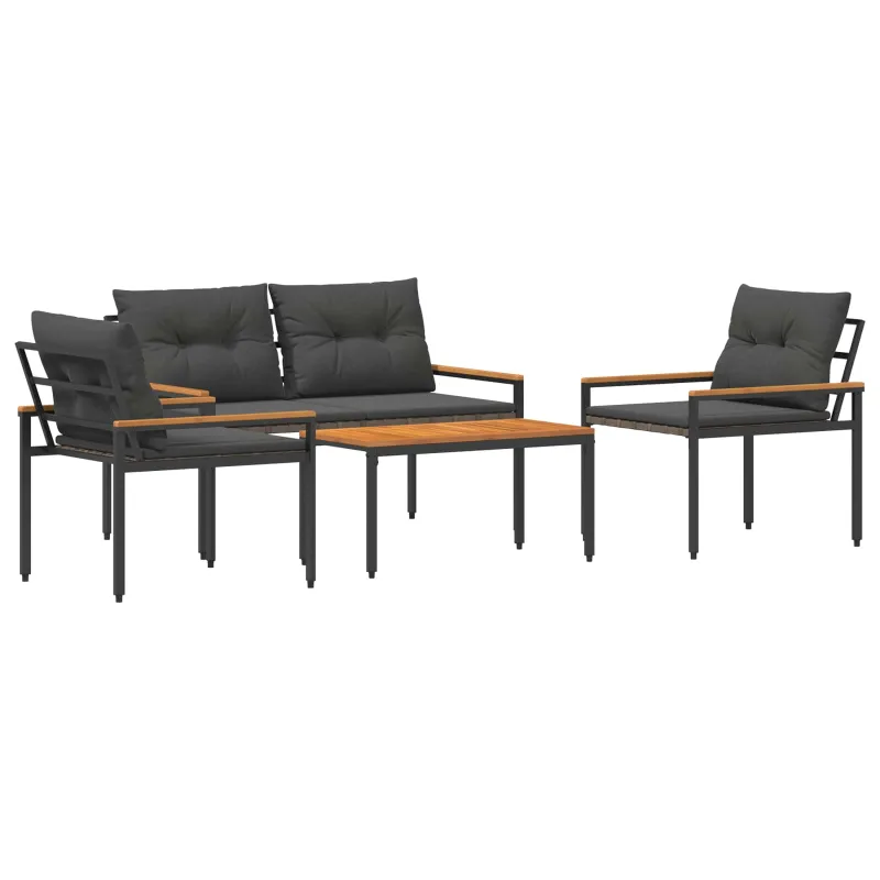 Lauko baldų komplektas 4 pcs Tamsiai pilka poliratanas