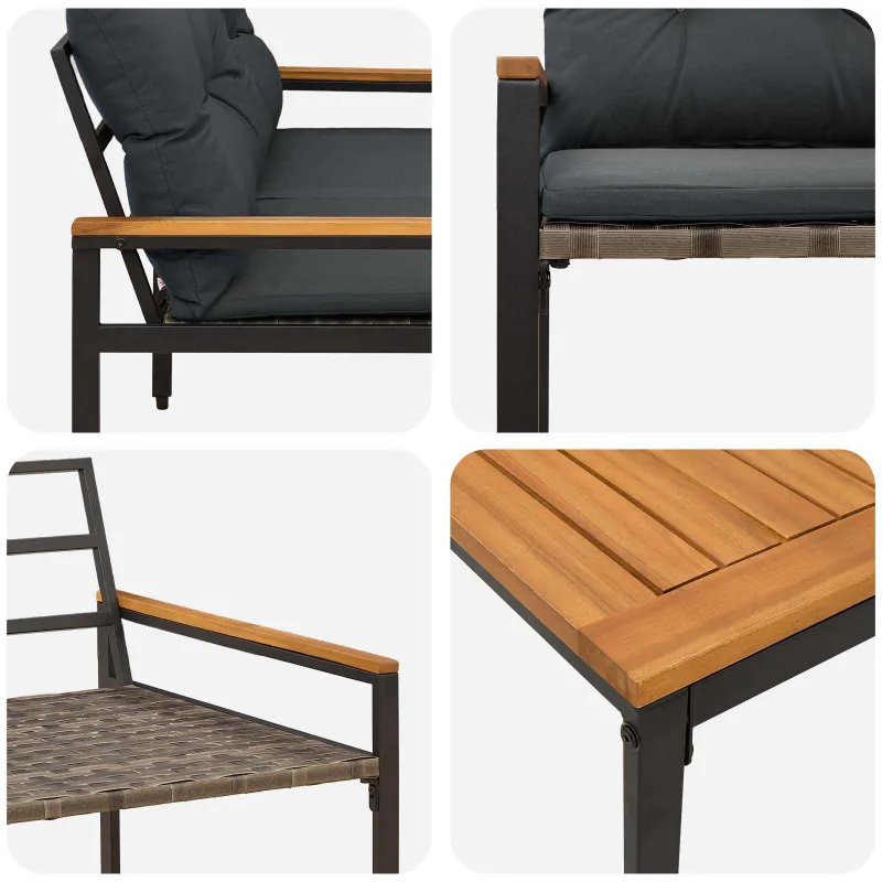 Lauko baldų komplektas 4 pcs Tamsiai pilka poliratanas