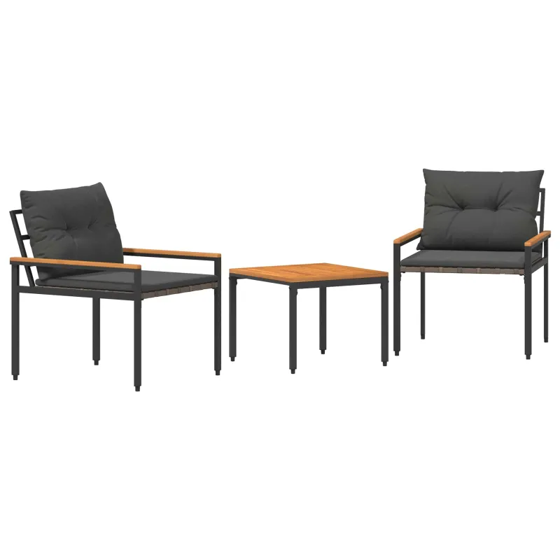 Lauko baldų komplektas 3 pcs Tamsiai pilka poliratanas