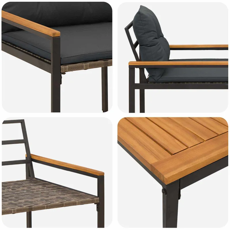 Lauko baldų komplektas 3 pcs Tamsiai pilka poliratanas