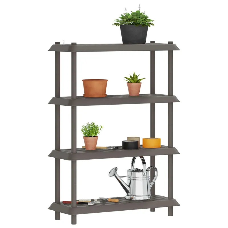 Lentynų sistema 4 lygiai 100 x 40 x 136,5 cm PP Šviesiai pilka