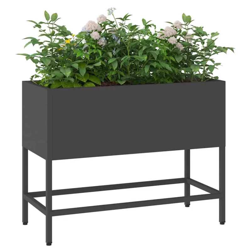 Pakeltas Sodo Vazonas Juoda 60 x 26 x 45 cm Plienas