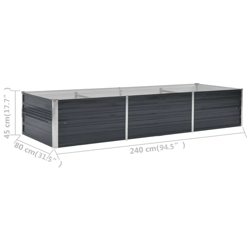 Sodo lovelis, antracito, 240x80x45cm, plienas, aukštas