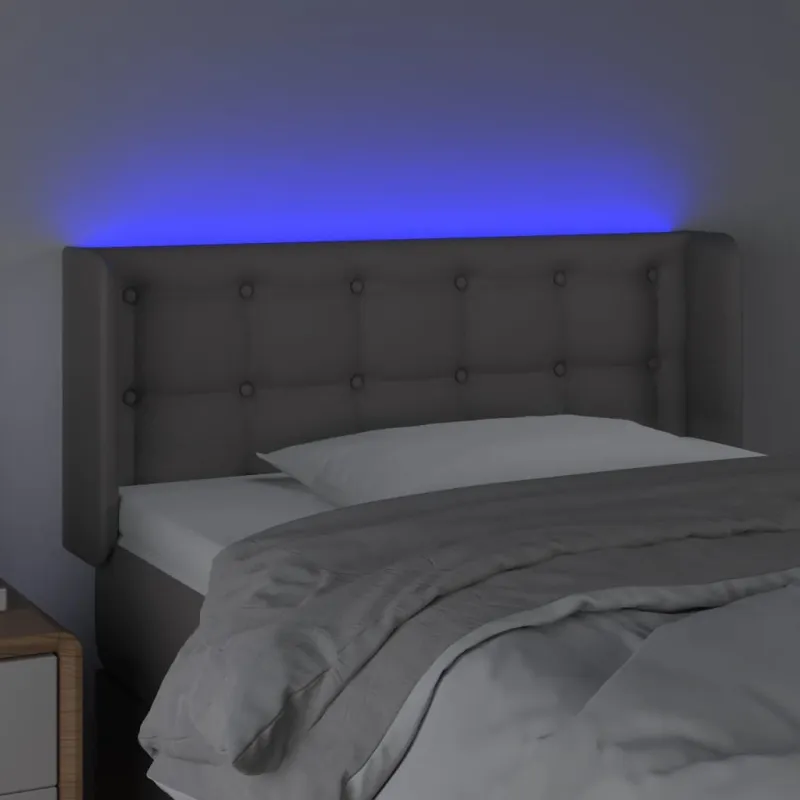 Galvūgalis su LED, pilkos spalvos, 83x16x78/88cm, dirbtinė oda