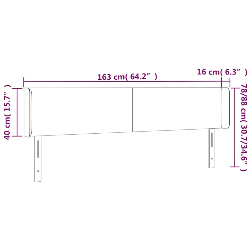 Galvūgalis su LED, tamsiai mėlynas, 163x16x78/88cm, aksomas
