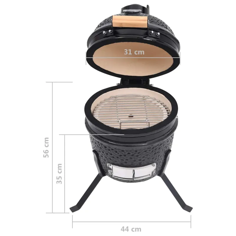 Keramikinė Kamado kepsninė-rūkykla, 56 cm, juoda spalva