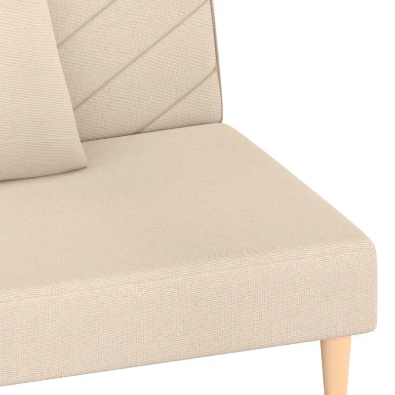 Dvivietė sofa-lova su dvejomis pagalvėmis, kreminė, audinys