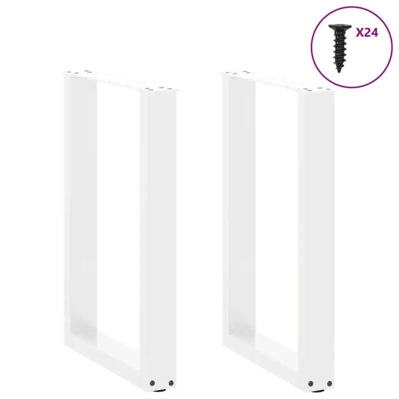 Valgomojo stalo kojelės, 2 vnt., baltos, 50x(72-73) cm, plienas, U formos