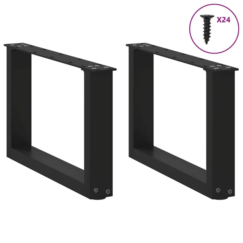 Kavos staliuko kojelės, 2 vnt., juodos, 50x(30-31) cm, plienas, U formos