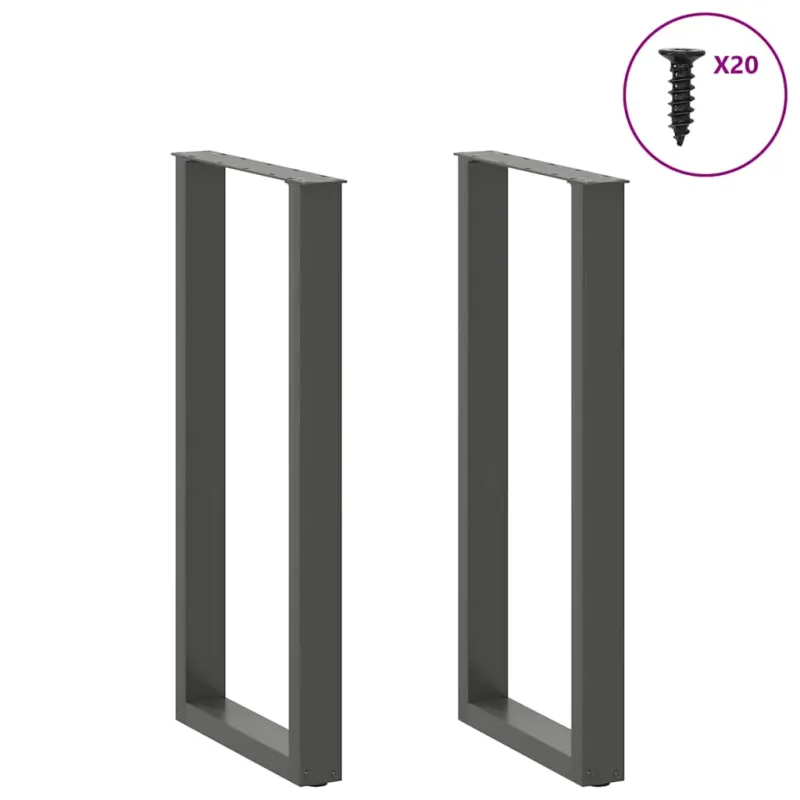 Baro stalo kojos, U formos, 2 vnt., antracito spalvos, 40x(100-101) cm, plienas