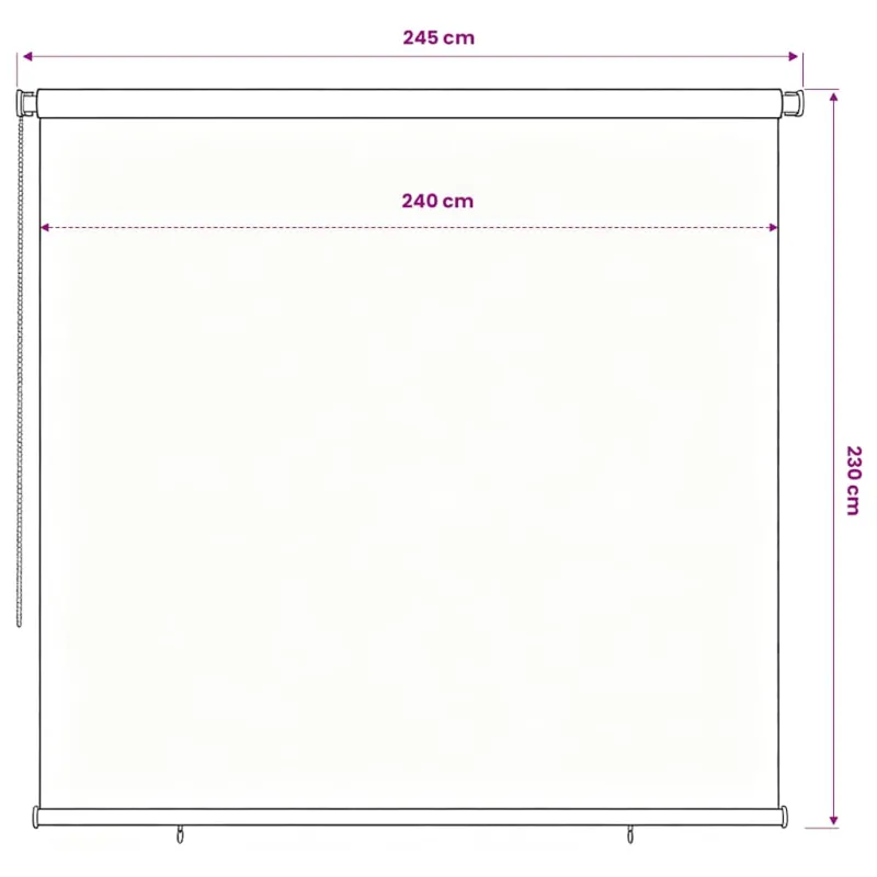 Lauko roletas, 245 (plotis) x 230 (aukštis) cm, tamsiai žalios spalvos, HDPE