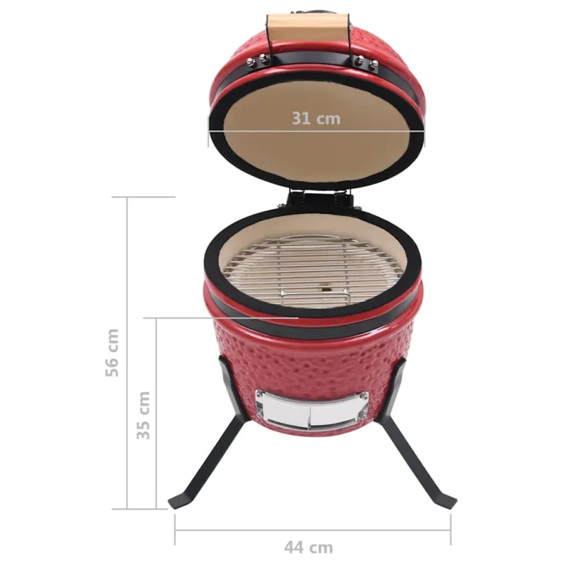 Keramikinė Kamado kepsninė-rūkykla, 56 cm, raudona spalva