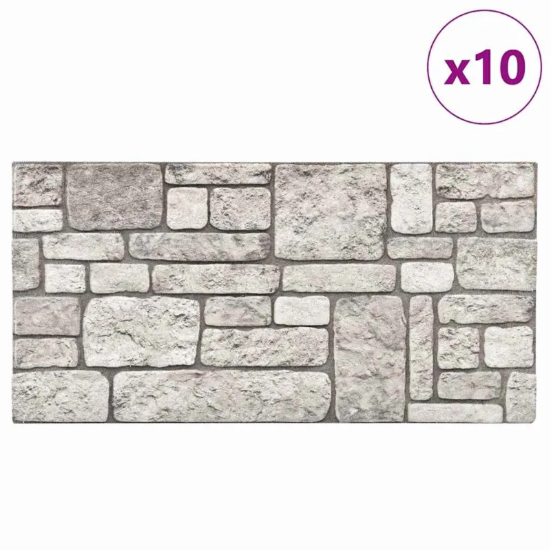 Sienų plokštės 10 pcs Pilka 100 x 50 cm EPS putos