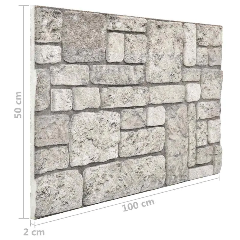 Sienų plokštės 10 pcs Pilka 100 x 50 cm EPS putos