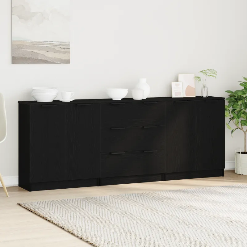 Kabalas 3 pcs Juodas ąžuolas 180 x 30 x 70 cm Apdirbta mediena