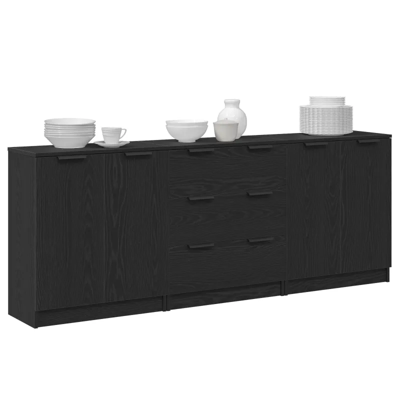 Kabalas 3 pcs Juodas ąžuolas 180 x 30 x 70 cm Apdirbta mediena
