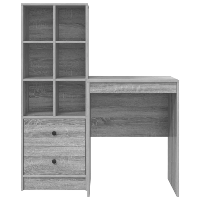 Stalas su stalčių su lentyna su saugykla 2 pcs Pilkas Sonoma