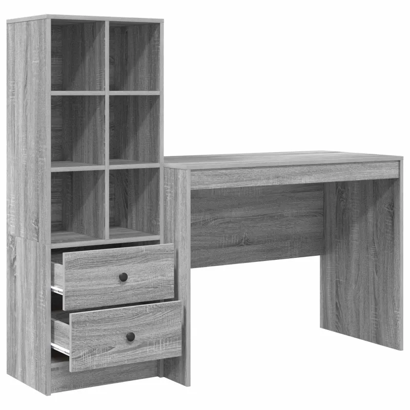 Stalas su stalčių 2 pcs Pilkas Sonoma