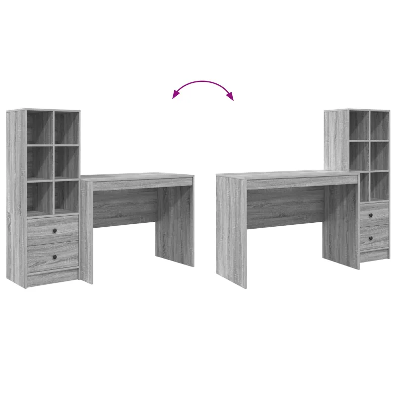 Stalas su stalčių 2 pcs Pilkas Sonoma