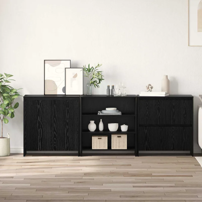 Kabalas 3 pcs Juodas ąžuolas 70 x 41 x 75 cm Apdirbta mediena